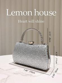 1 件银色闪光奢华水钻镶嵌手拿包，优雅手提包适合晚会、婚礼、晚会、节日、庆典 - 銀色 - 查看 4