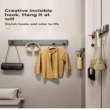 1pc Heavy Duty Folding Wall Hook Organizer - Durable & Space-Saving - Multipurpose Coat, Towel, Key & Cloth Holder - Easy Mount For Bathroom, Back Door & Closet Use,His Comments, Hanging His Bag, Hangers, Interests, Relationships, Wall Shelves, Wall Hangers, Adhesives, Door Hooks, Wall Stickers, Comments - Multicolor - View 3