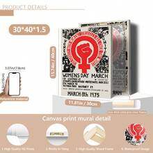 1 pieza Póster de lienzo, reimpresión del póster de un mitin político, póster del Día de la Mujer de marzo de 1975, arte de pared para sala de estar, decoración de pared para dormitorio, decoración del hogar, acentos de pared, arte de pared, decoración de pared, decoración de otoño, acentos de pared, decoración de habitación, moderno, citas