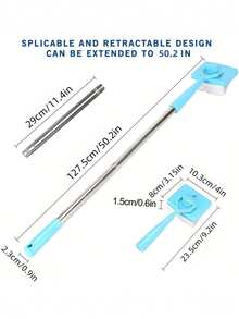 1-Piece Handle Mop With 2 Reusable Sponges, Suitable For Wet And Dry Cleaning - Ergonomic Handle With Reusable Fabric, Ideal For Cleaning Baseboards, Window Tracks, Furniture, And Dust Removal. Perfect For Bathroom, Kitchen, And Household Cleaning. - Multicolor - View 4