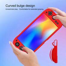 适用于Switch第二代主机的硅胶保护套（1个），3D防滑纹理设计，防滑、防汗、防刮擦，增强握持感 - 彩色 - 查看 5