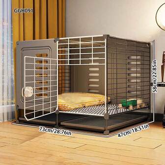 带厕所分隔的小型犬笼，适用于小型犬、博美犬、泰迪犬，室内宠物围栏狗舍