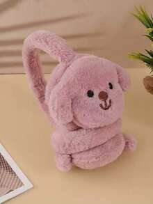 1个可爱小狗造型耳罩，保暖毛绒耳套，适合儿童，冬季使用