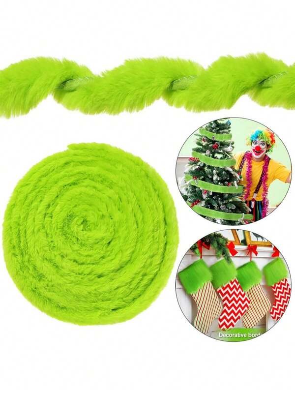 1pc Christmas Decoration Artificial Fur Edging 3 Rolls Fluffy Ribbon Edging Suitable For DIY Craft Clothing Boots Garland Decoration, Christmas Decoration Gifts