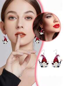 Pendientes creativos de gnomos navideños, pendientes de gnomos de copa de vino de acrílico para Navidad y Halloween, pendientes navideños únicos, adecuados para usar en Navidad, Año Nuevo, regalos de Navidad y Año Nuevo