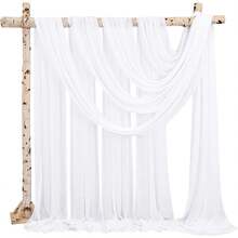 8 Panels 28" X 20ft Dusty Rose Wedding Arch Draping Chiffon Fabric For Ceremony, Arbor Drapery, Reception Decor, Party Sheer Backdrop Curtains, 2025 - 白色 - 查看 2