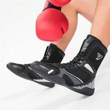 Giày đấu vật chuyên nghiệp nam, giày đấm bốc cổ cao, giày tập luyện võ thuật, Muay Thai, thể dục, kickboxing. - màu đen - Xem 4