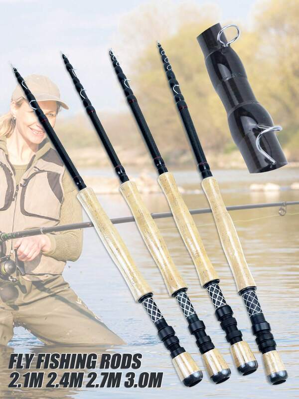 New Design 2.1M 2.4M 2.7M 3.0M Telescopic Fly Fishing Rod Portable Carbon Fast Action Trout Fly Fish Tackle Pole Goods For Fishing