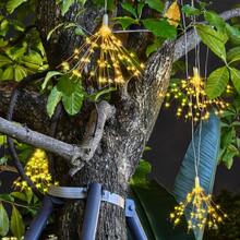 4 pièces/set Guirlandes lumineuses solaires de fées, 480LED/360LED Lumières d'extérieur, 8 modes Télécommande Guirlandes de fées, Lumières de décoration pour avant-toit, jardin, arbre, Décoration de patio extérieur, Mariage Fête de Noël Lumières d'ambiance, Convient pour la décoration de jardin et cour (Blanc chaud)