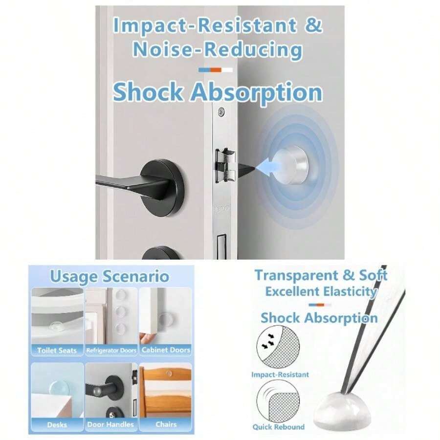 Silicone Cabinet Door Bumpers 10 Pcs, Self - Adhesive Sound Dampening Furniture Pads, Surface Bumpers Drawers, Table Tops, Door Stoppers Wall, Transparent Adhesive Pads - Round + Compact,64 64PCS - View 1