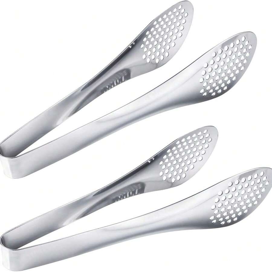 2 Pieces  Stainless Steel Barbecue Tongs ( Silver) Optional, Kitchen Tongs, Food Tongs, Bread Tongs, Steak Tongs, Korean Barbecue Tongs, Long Handle  Barbecue Tongs, Corrosion-Resistant And Non-Deformable - Silver - View 1