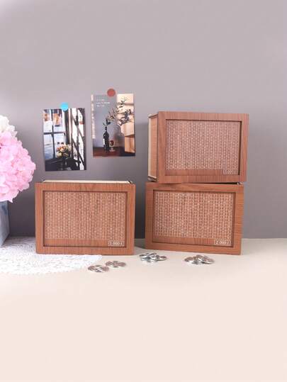 1pc Vintage Wooden Cash Box, Cover Design For Different Amounts, Piggy Bank For Household Items, Wooden Crafts, Exquisite Desktop Decorations