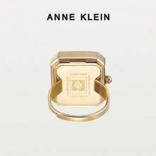 ANNE KLEIN 女士手表和戒指套装，可调节戒指（尺寸 4-11），金色方形手表，带水晶条形刻度，粉色和金色时尚珠宝套装 - 均碼 - 查看 4