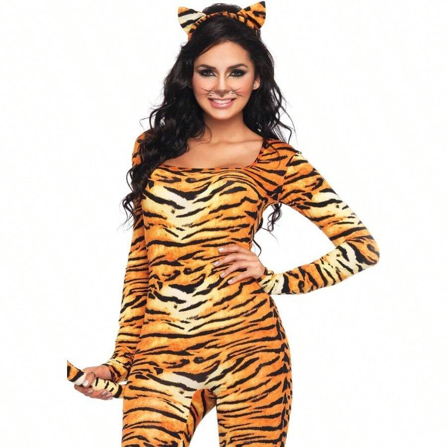 JIEXILeg Avenue Women's 2 Piece Wild Tigress Catsuit CostumeCJEMH - 小中 - 查看 1