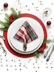 2/6/12/240 buc șervețele în carouri în stil Crăciun, potrivite pentru petreceri de sărbători, picnicuri, decorațiuni interioare, lavabile și reutilizabile - roșu - Vizualizare 4