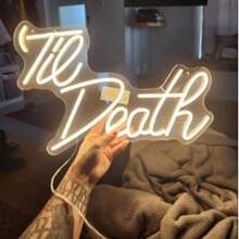 1pc Til Death Neon Sign, USB Wedding Neon Sign Custom Neon Sign, Home Neon Sign, Room Decoration Bedroom Lighting Valentine's Day Gift Lamp