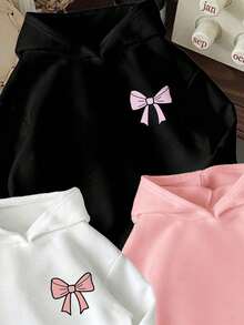 3pcs/Set Toddler Cartoon Pattern Warm Hooded Sweatshirts - Multicolor - View 3