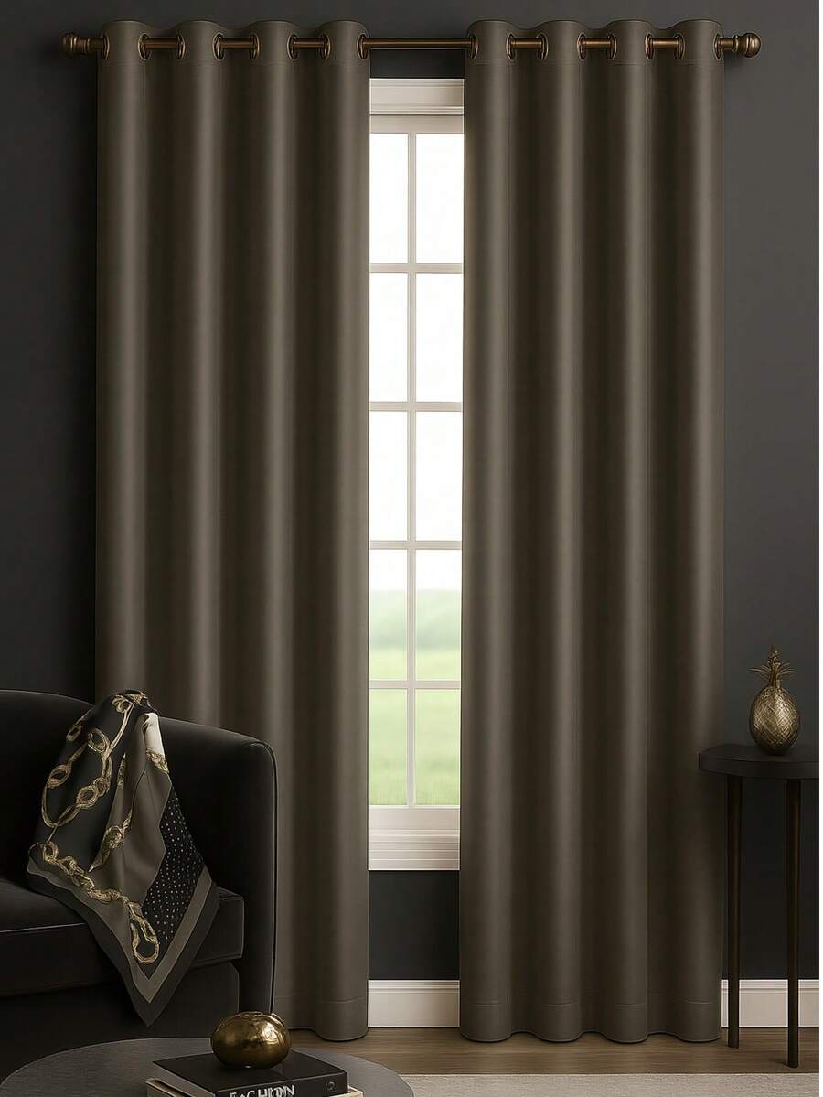 Luxury Glow Faux Silk Curtain Panel-1 Panel, 8 Grommets, 14 Colors, Elegant & Light Filtering  54 X 84 Inches - Grey - View 1