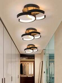 Lámpara De Techo Moderna Decorativa, tres modos de iluminación, blanco cálido, luz fría, luz cálida, adecuada para cocina, dormitorio, se puede utilizar como luz de puerta y luz de pasillo,Fiestas, Regalos, Día de Reyes, Botiquines de Emergencia - Negro - Ver 11