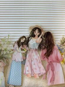 30pcs/Pack Floral Girl Decorative Stickers For Scrapbooking, Diary, Planner Scrapbook Supplies Stationery - one-size - View 5