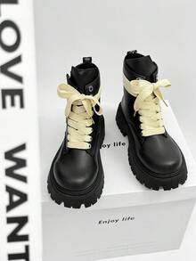 SLnU3 SLnU 3 Men's Fashion Casual Thick Sole Height-Increasing Boots Creative Personalized Design Lace-Up Double Zipper Punk Hip-Hop British Street Outdoor Versatile All-Season Style - Black - View 10