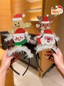 4/2/1pc Cute Shiny Christmas Headbands For Women, Designed With Santa Claus, Snowman, Reindeer And Other Christmas Elements, Adding Christmas And New Year Atmosphere, Suitable As Christmas And New Year Hair Accessory Gifts For Women