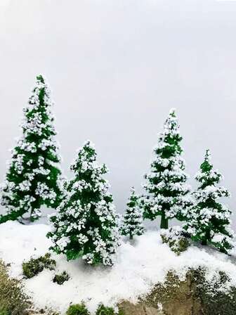 10pcs 5cm/1.9inch-7cm/2.8inch Mini Snow Pine Model Trees, Small Christmas Tree Simulated Norby Pine Tree, Green Artificial Christmas Tree, Snow Pine Trees With Snowflakes, Christmas Decorations Miniature Winter Pine Tree Snow Tree For Home Decor, For Christmas Decorations, Micro Landscape Decoration, Tabletop Display, Christmas Party Supplies