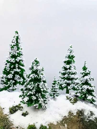 10 unidades de miniaturas de pinheiros nevados de 5 cm a 7 cm, pinheiros de Natal artificiais pequenos, pinheiros Norby simulados, pinheiros de Natal verdes, pinheiros nevados com flocos de neve, decorações de Natal em miniatura para decoração de casa, decoração de Natal, decoração de micro paisagem, decoração de mesa, artigos para festas de Natal