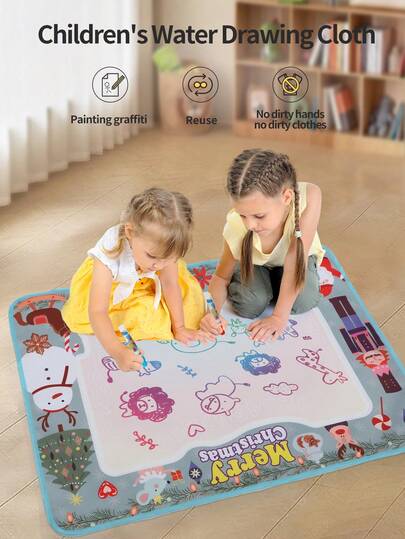 80*60cm Children's Water Doodle Mat Toy, Large Size Water Magic Painting Pad, 3 Themes Available: Christmas/Rabbit/Elf, Reusable Water Drawing Mat, Best Toy Gift For 3-6 Years Old Boys And Girls, Art Enlightenment Gift For Christmas/Halloween