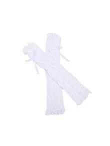 1/2 对/套女士尼龙蕾丝手套，长袖套，带褶边细节和领结，防晒时尚配饰 - 彩色 - 查看 9