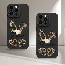 Easter Bunny Phone Case With Striped Floral Pattern, UV Printing Durable, 360-Degree Full Protection, Compatible With Latest  Models Including 17, 16, 15, 14, 13, 12, 11, XR, X/XS, 7, 8 Plus 2025.1 - màu đen - Xem 5