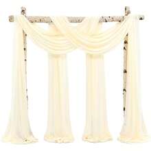 8 Panels 28" X 20ft Dusty Rose Wedding Arch Draping Chiffon Fabric For Ceremony, Arbor Drapery, Reception Decor, Party Sheer Backdrop Curtains, 2025 - Beige - View 9