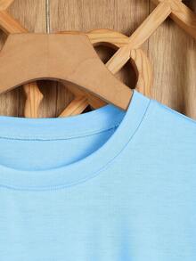 Jesus Letter Pattern Printed Round Neck Short-Sleeve T-Shirt Unisex Casual T-Shirts - 天藍色 - 查看 4