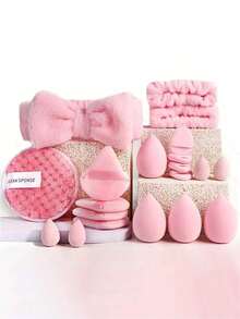 30pcs Makeup Tools Set Including:10PCS Makeup Brush Set+4PCS Makeup Sponges+4PCS Mini Makeup Sponges+4PCS Triangle Powder Puffs+4PCS Mini Air Cushion Powder Puffs+1pc Facial Cleansing Sponges+1pc Hairband+2PCS Hand Bowl Strap Makeup Brush Random Color,Brush Set,Makeup Brush Kit,Make Up Brush Set,Make Up Set Complete,Makeup Brush Set,Complete Makeup Kit,Brush Kit,Brushes Makeup Set,Makeup Gift Set - Pink - View 9