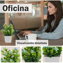Plantas Artificiales Decorativas Hogar Mini, Planta Artificial en Maceta Interior, Flores Falsas en Macetas, Fake Plants para Decoración Baño, Oficina y Escritorio, accesorio decorativo para todo el año, combinable con adornos navideños y luces Christmas - verde - Ver 12