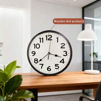 ساعة حائط خشبية دائرية 2D بحجم 10 بوصة/12 بوصة مع تصميم أرقام وعقارب أمريكي إبداعي، مناسبة لديكور المنزل والمكتب والمقهى وغرفة المعيشة، ساعة ديكورية صامتة