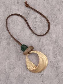 1 件时尚金色扭曲水滴吊坠波西米亚风格长毛衣项链，女士珠宝礼物 - 扭紋水滴金黃色 - 查看 2