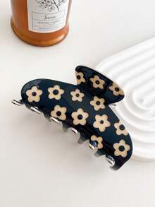 1pc Women Floral Pattern Fashion Hair Claw For Hair Decoration Cute Leopard Print Claw Clips Hair Clips Hair Jaw Clip Hair Clamps Hair Clutch Hair Catcher Clip, School Stuff, College Fall Winter Hair Accessories For Women For Vacation Outfits Woman Flower Hair Clip - 彩色 - 查看 2