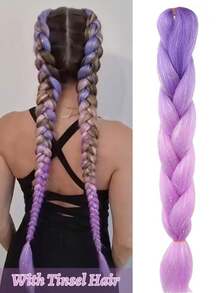 24英寸巨型辫子接发，合成编织假发，非洲渐变色卡尼卡隆假发，适用于编发。24英寸巨型辫子接发，合成编织假发，非洲渐变色卡尼卡隆假发，适用于编发。合成巨型编织假发，渐变彩虹色接发，巨型钩针编织假发，节日发饰。 - 彩色 - 查看 47