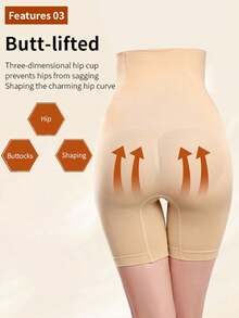 High Waist Seamless Tummy Control Body Shaper Shorts For Women Plus Size 3D Slim Fit Butt Lifting Underwear Soft Breathable Fabric Ideal For Postpartum Recovery Daily Life And Workout - Apricot - View 8