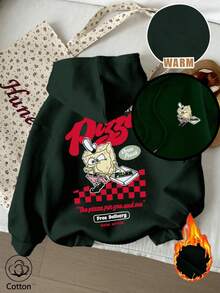 SpongeBob SquarePants Áo nỉ nữ có mũ, màu đen, chất liệu cotton pha, dày dặn, in hình SpongeBob phiên bản hợp tác, họa tiết kẻ caro đỏ, phong cách đường phố punk, thoải mái và đa năng, phù hợp cho mặc nhà, giải trí, hoạt động chuẩn bị cho năm học mới. - Màu xanh lá cây đậm - Xem 1