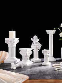 1 tượng cột La Mã cổ điển màu trắng kiểu Châu Âu, đế nến hình cột La Mã nghệ thuật, đồ trang trí nhà cửa ấm cúng, thích hợp cho trang trí nhà cửa, đám cưới, tiệc lễ hội. - trắng - Xem 5