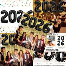 2026 Balloons Black 2026 Balloon Numbers 40 Inch 2026 Numbers For New Year Large Number Balloons 2026 Foil Mylar Balloon For 2026 New Year Eve Party Supplies Birthday Anniversary Graduation Decoration - 黑色 - 查看 1