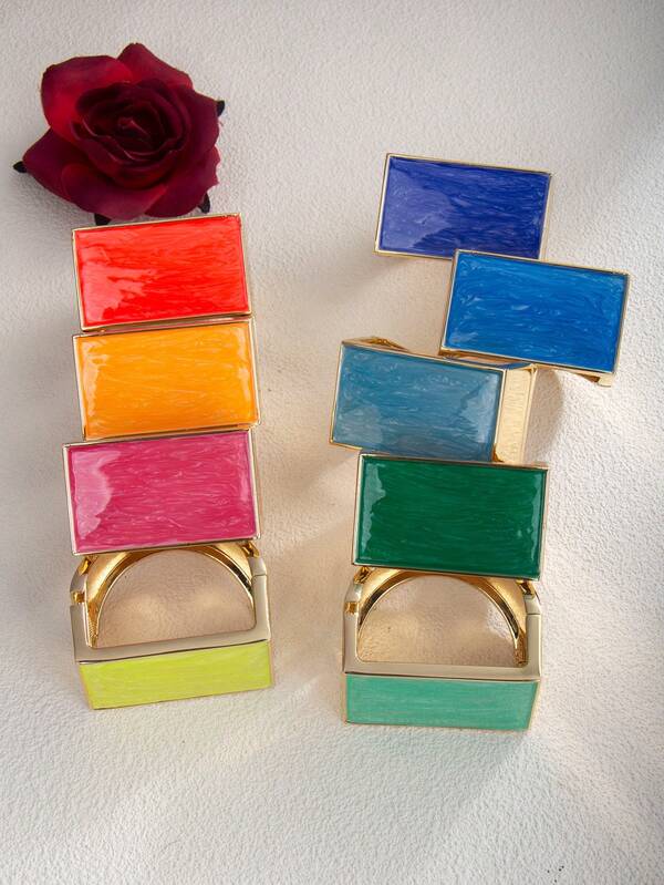 1 pezzo Braccialetto elastico con geometria esagerata e goccia di lusso, stile europeo e americano, adatto per ufficio, casual, streetwear, festival musicali, gioielli personalizzati, regali per vacanze, matrimoni, San Valentino, Festa della Mamma, compleanni delle donne