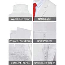 Men's 3 Piece Suit Slim Fit Solid One Button Party Wedding Tuxedo Suits Blazer Jacket Vest Pants Set - trắng - Xem 2