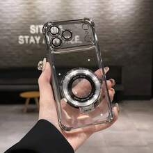 Luxurious 360 ° Circular Bracket Phone Case, Suitable For IPhone 17/16/15/14/13/12/11/Pro Max/Air/Plus/Pro, With Airbag Anti Drop Lens Protection Function, 4-Corner Thick Anti Drop And Lens Protection Film Protection, Wear-Resistant And Durable, With Fixed Bracket For Easy Viewing, Supports Magnetic Charging, Fashionable Phone Case, Reinforced Edge, High-End Finish, Soft Shell Protective Cover - 黑色 - 查看 10
