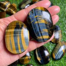 1pc Natural Tiger'S Eye Stone Palm Stone - Hand-Carved Quartz Crystal With Golden Stripes & Black Spots, Elegant Home Decor & Unique Gift For St. Patrick'S Day, Easter, Mardi Gras, Age Tiger Stone