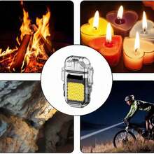 Electric Lighter USB C Rechargeable, Dual Arc Waterproof Luminous, 3 Modes Of Flashlight, Windproof, Rechargeable Dual Arc Plasma Lighter For Camping Outdoor Activities - màu đen - Xem 9