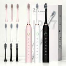 Smart Electric Toothbrush With 6 Modes Smart Timer - Effectively Cleans Teeth & Gums, Rechargeable USB Electric Toothbrush With Replacement Head, Electric Toothbrush For Adults, Available In 3 Colors, Great Gift For Family - 黑色 - 查看 6