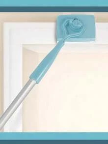 1-Piece Handle Mop With 2 Reusable Sponges, Suitable For Wet And Dry Cleaning - Ergonomic Handle With Reusable Fabric, Ideal For Cleaning Baseboards, Window Tracks, Furniture, And Dust Removal. Perfect For Bathroom, Kitchen, And Household Cleaning. - Multicolor - View 6